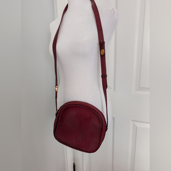 Authentic Cartier Le Must Burgundy Leather Zip-Around Crossbody w/Dustbag